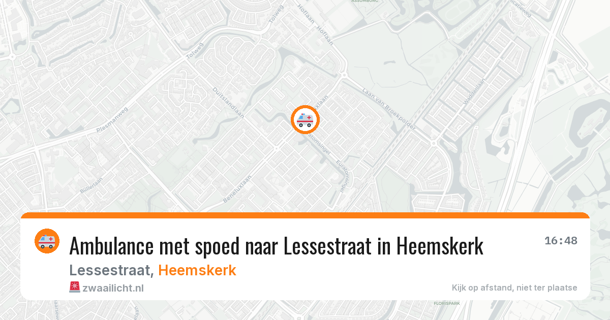 Ambulance met spoed naar Lessestraat in Heemskerk — 14 aug 2026
