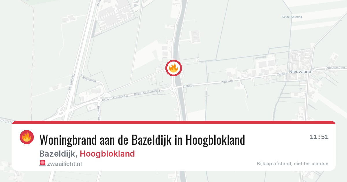 Woningbrand aan de Bazeldijk in Hoogblokland — 27 jul 2026