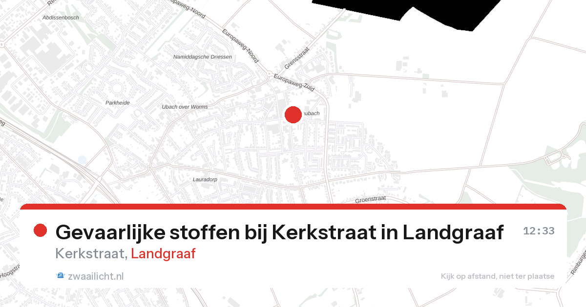 Gevaarlijke stoffen bij Kerkstraat in Landgraaf — 25 aug 2026