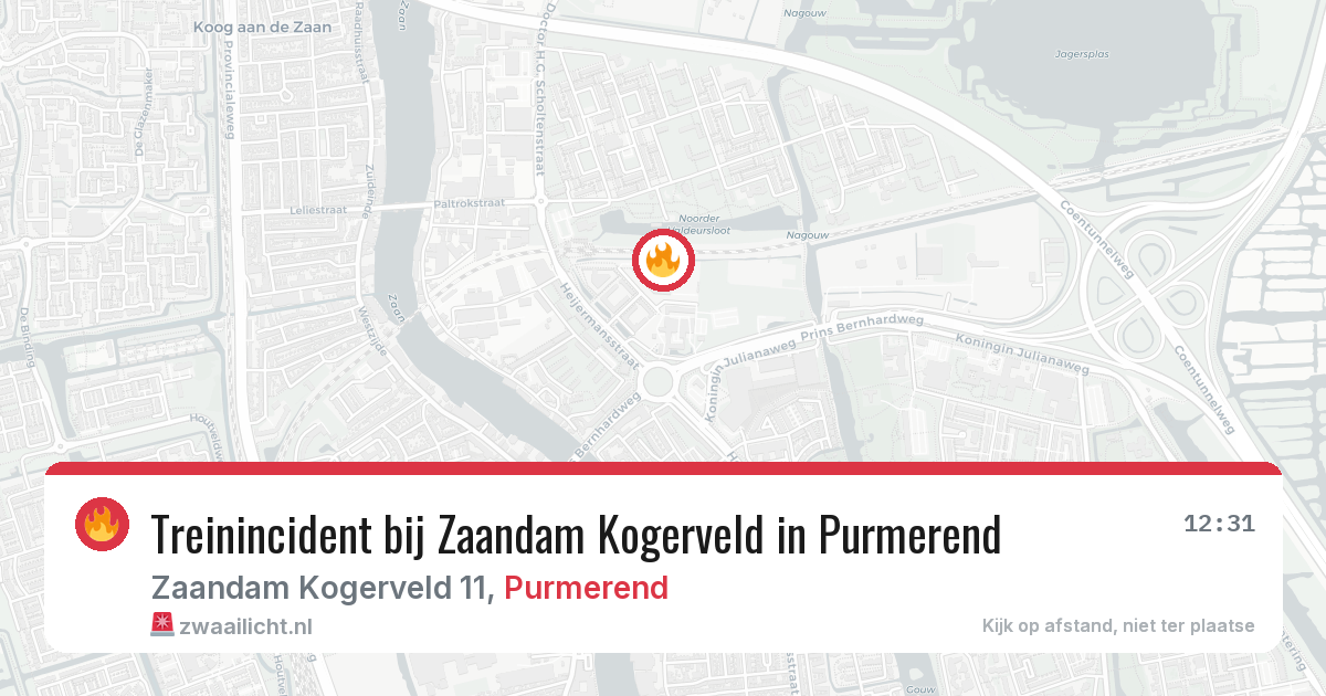 Treinincident bij Zaandam Kogerveld in Purmerend — 27 jul 2026