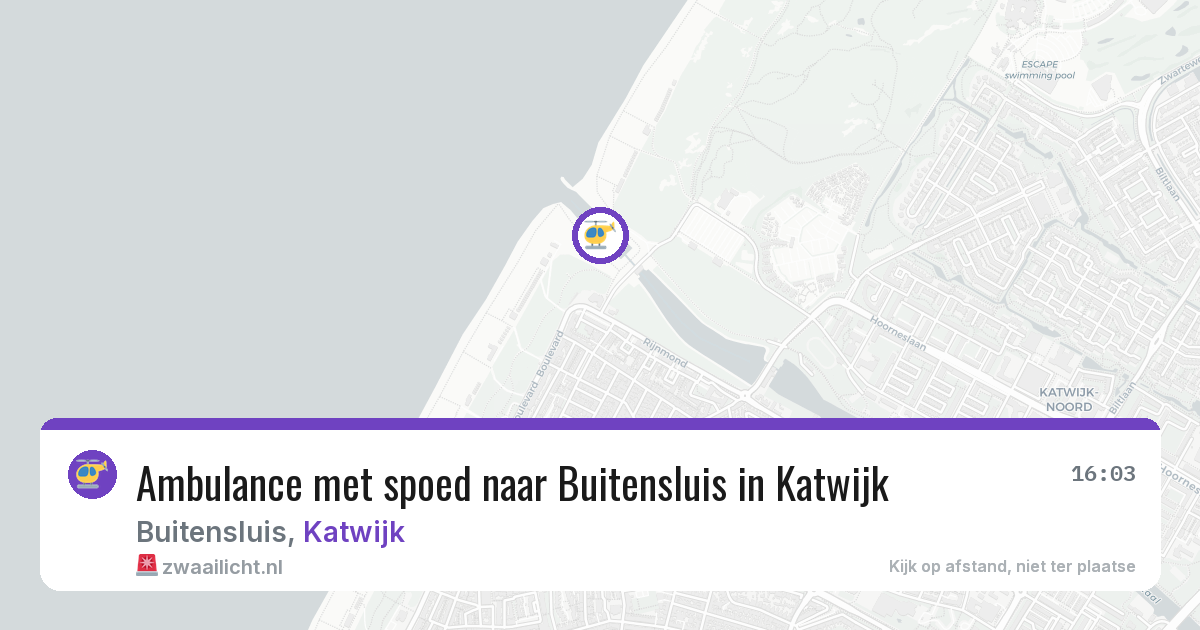 Ambulance met spoed naar Buitensluis in Katwijk — 9 aug 2026