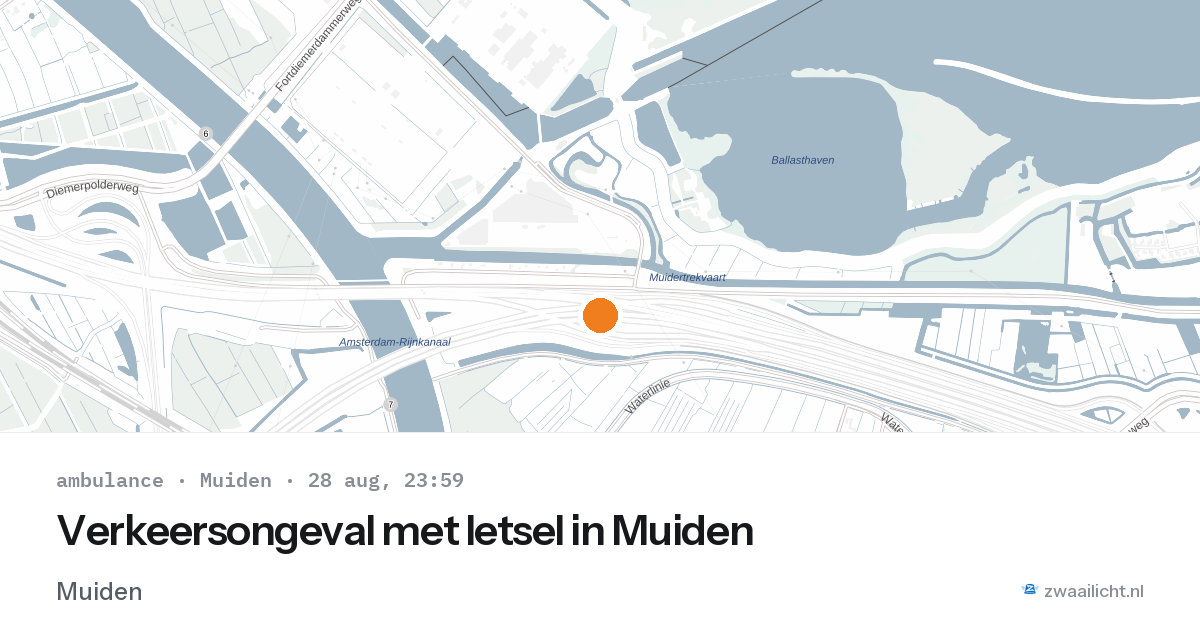 Verkeersongeval met letsel in Muiden — 28 aug 2026