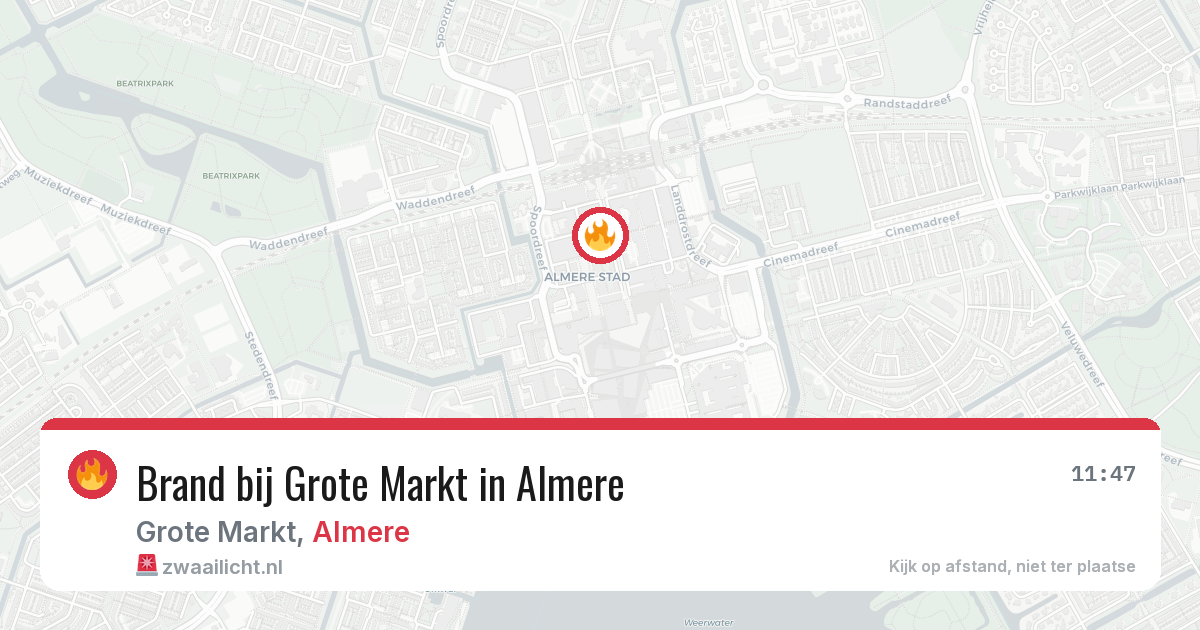 Brand bij Grote Markt in Almere — 20 jun 2026