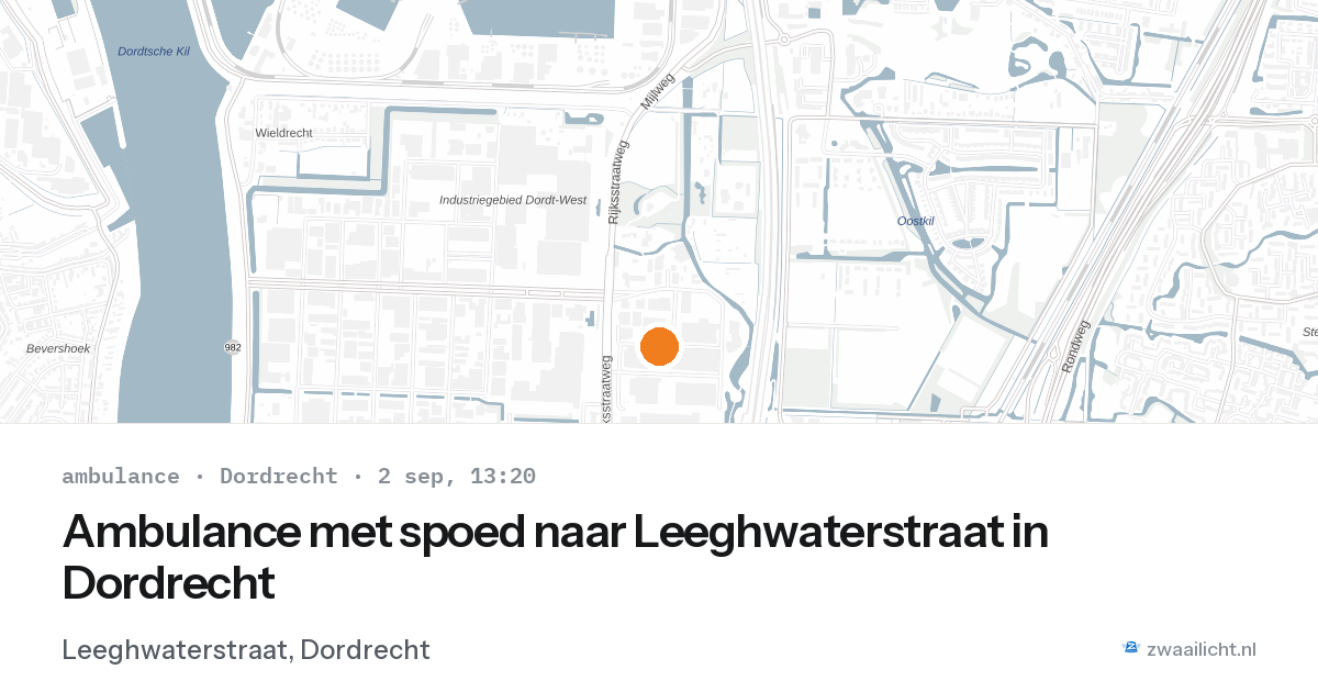 Ambulance met spoed naar Leeghwaterstraat in Dordrecht — 2 sep 2026