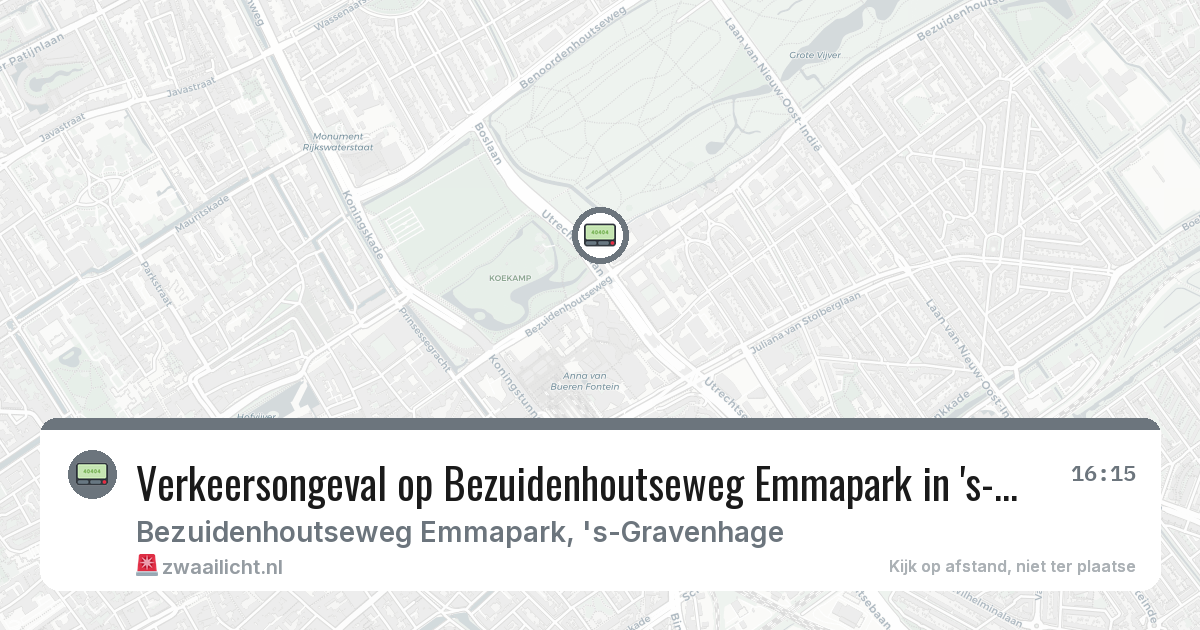 Verkeersongeval op Bezuidenhoutseweg Emmapark in 's-Gravenhage — 8 feb 2026