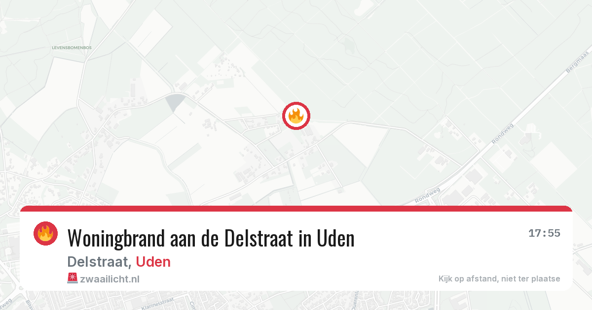 Woningbrand aan de Delstraat in Uden — 9 apr 2026