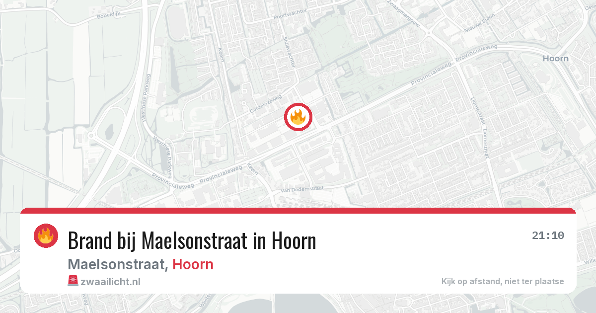 Brand bij Maelsonstraat in Hoorn — 19 jun 2026