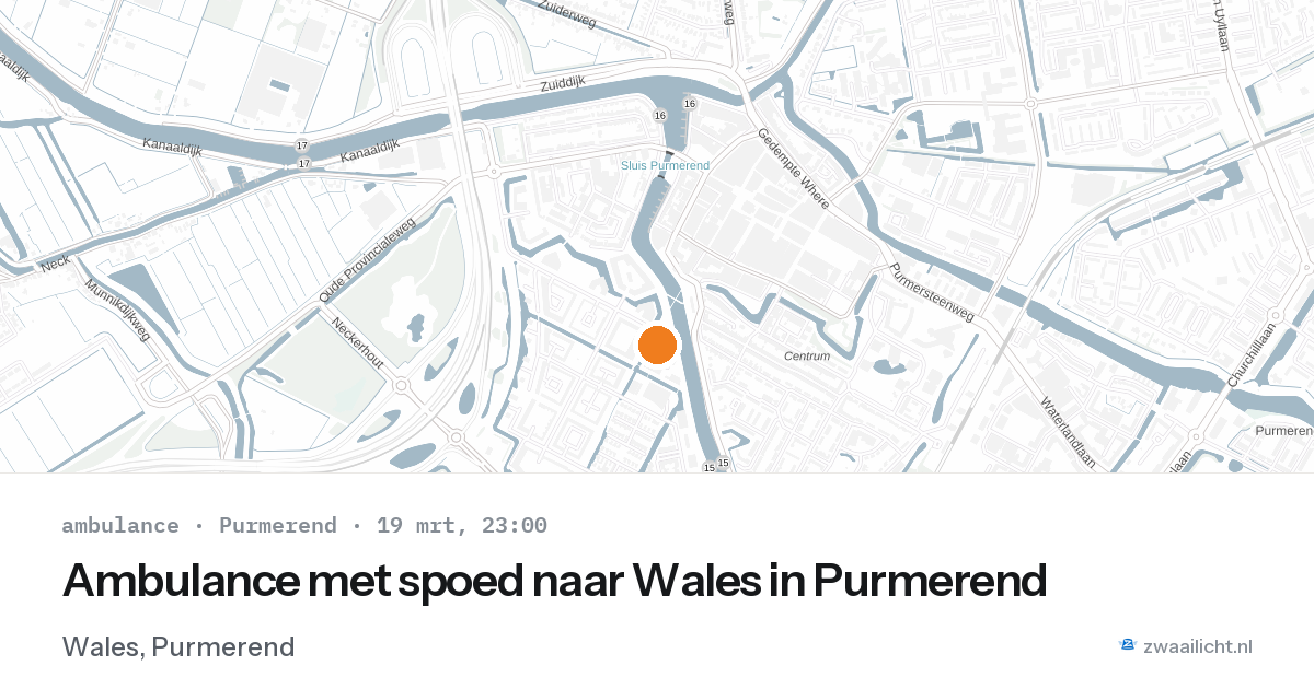 Ambulance met spoed naar Wales in Purmerend — 19 mrt 2026