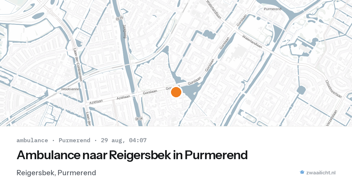 Ambulance naar Reigersbek in Purmerend — 29 aug 2026