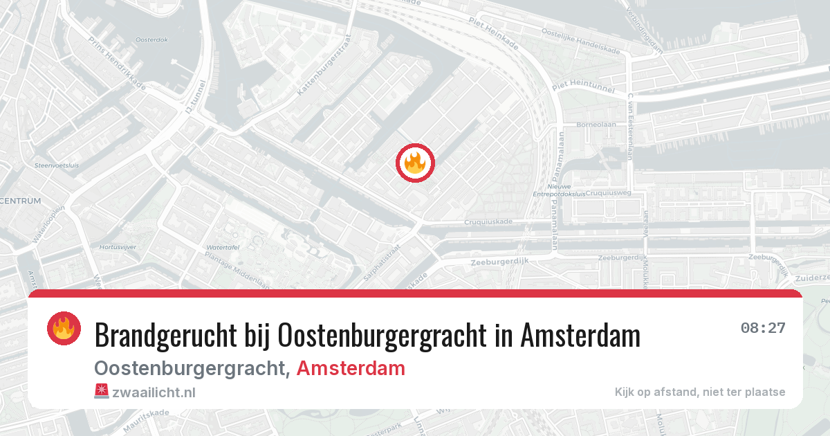 Brandgerucht bij Oostenburgergracht in Amsterdam — 10 apr 2026