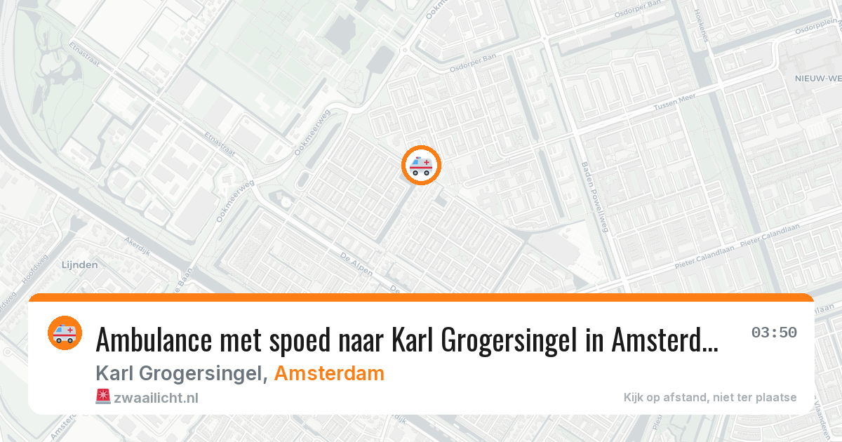 Ambulance met spoed naar Karl Grogersingel in Amsterdam — 21 mrt 2026