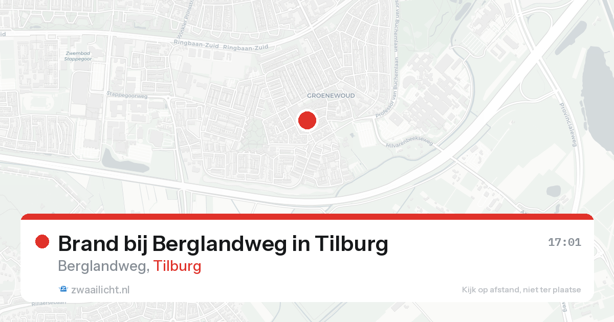 Brand bij Berglandweg in Tilburg — 15 aug 2026
