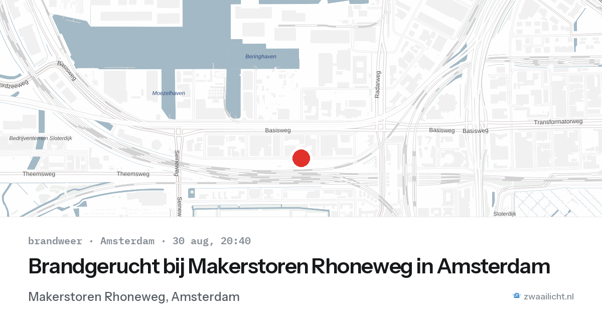 Brandgerucht bij Makerstoren Rhoneweg in Amsterdam — 30 aug 2026