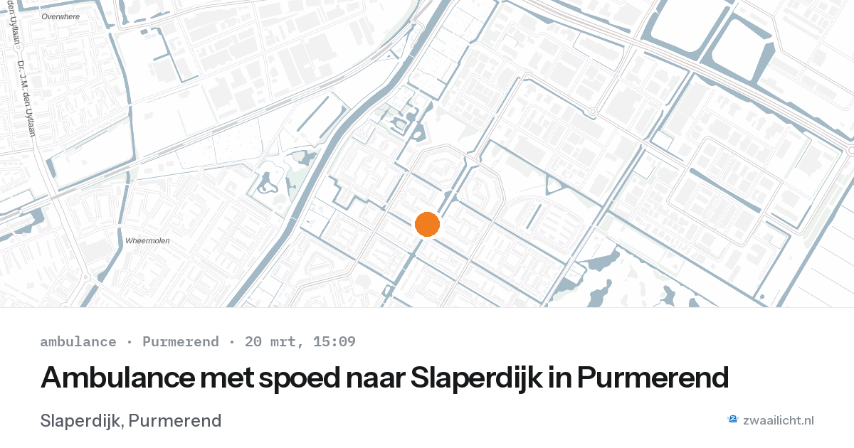 Ambulance met spoed naar Slaperdijk in Purmerend — 20 mrt 2026