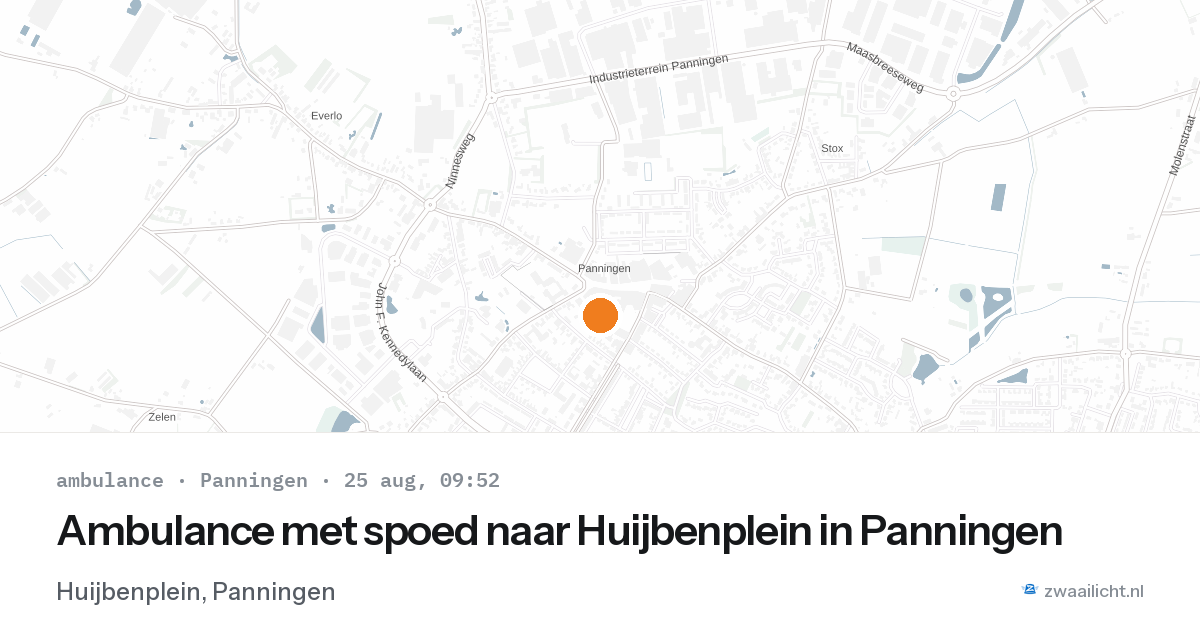 Ambulance met spoed naar Huijbenplein in Panningen — 25 aug 2026