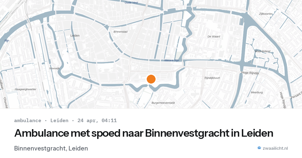 Ambulance met spoed naar Binnenvestgracht in Leiden — 24 apr 2026