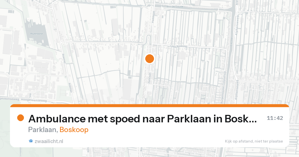 Ambulance met spoed naar Parklaan in Boskoop — 19 aug 2026