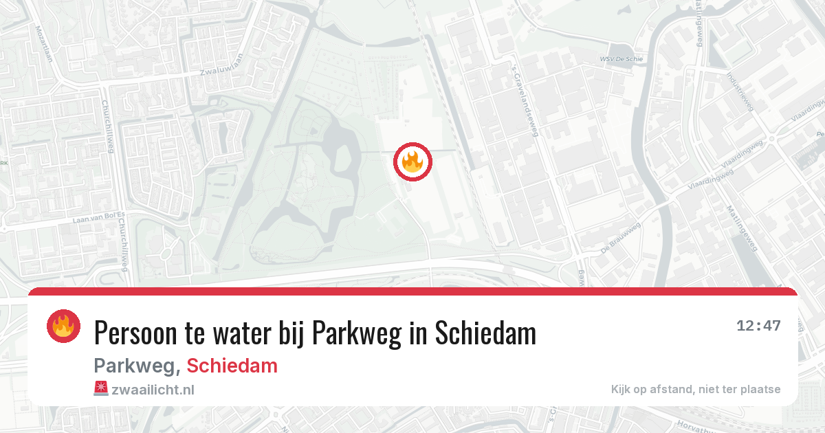 Persoon te water bij Parkweg in Schiedam — 14 aug 2026