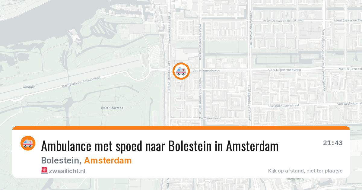 Ambulance met spoed naar Bolestein in Amsterdam — 10 aug 2026
