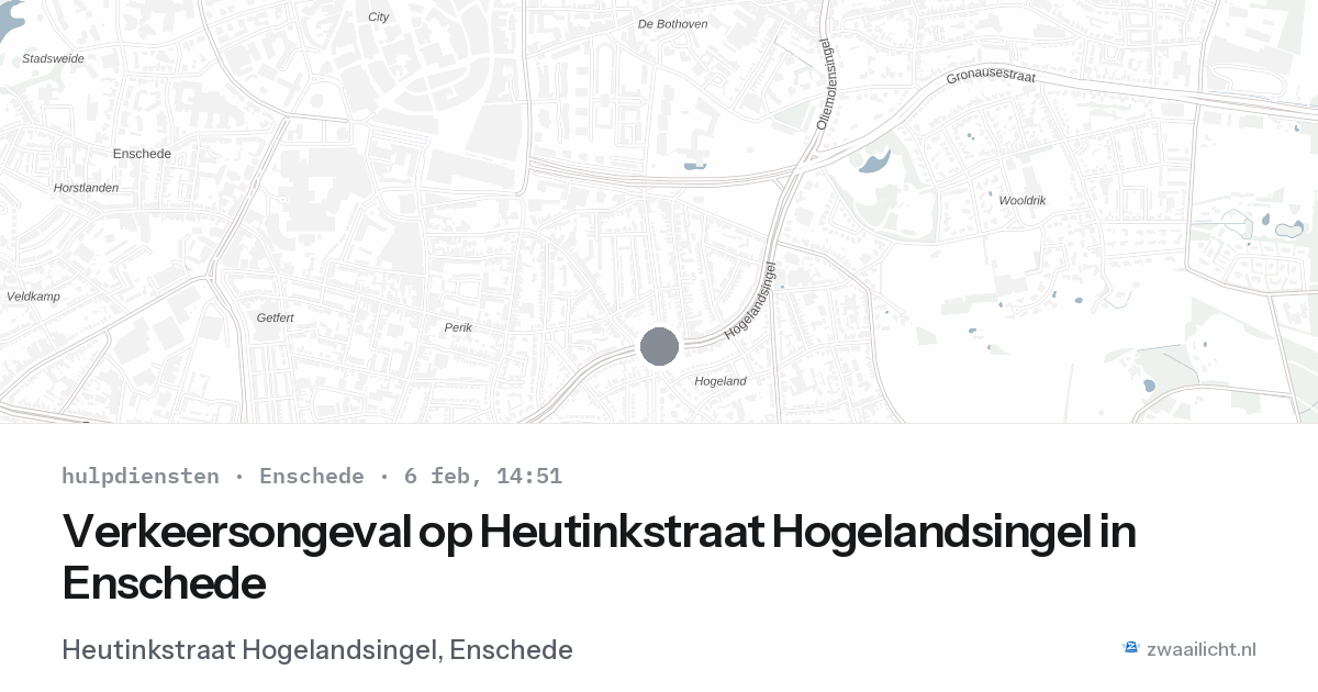 Verkeersongeval op Heutinkstraat Hogelandsingel in Enschede — 6 feb 2026