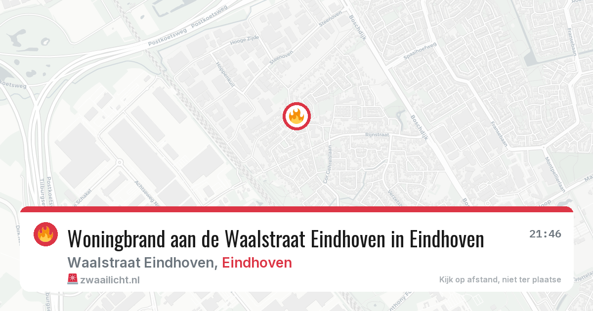 Woningbrand aan de Waalstraat Eindhoven in Eindhoven — 9 jun 2026