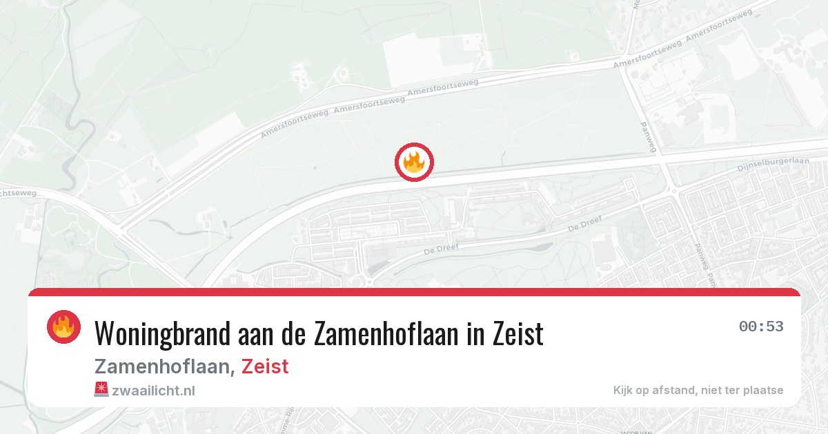 Woningbrand aan de Zamenhoflaan in Zeist — 16 mrt 2026