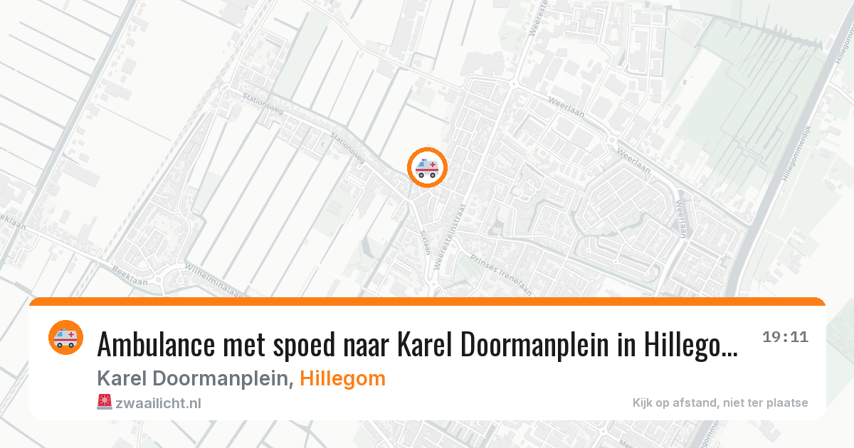 Ambulance met spoed naar Karel Doormanplein in Hillegom — 1 jul 2026