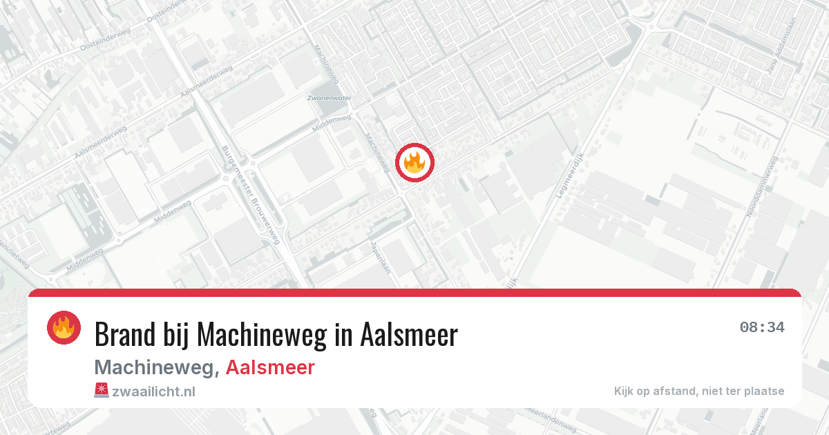 Brand bij Machineweg in Aalsmeer — 6 aug 2026