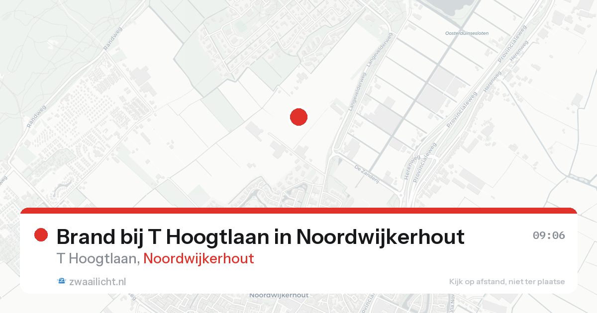 Brand bij T Hoogtlaan in Noordwijkerhout — 20 aug 2026