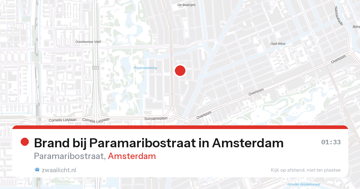 Brand bij Paramaribostraat in Amsterdam — 26 jun 2026