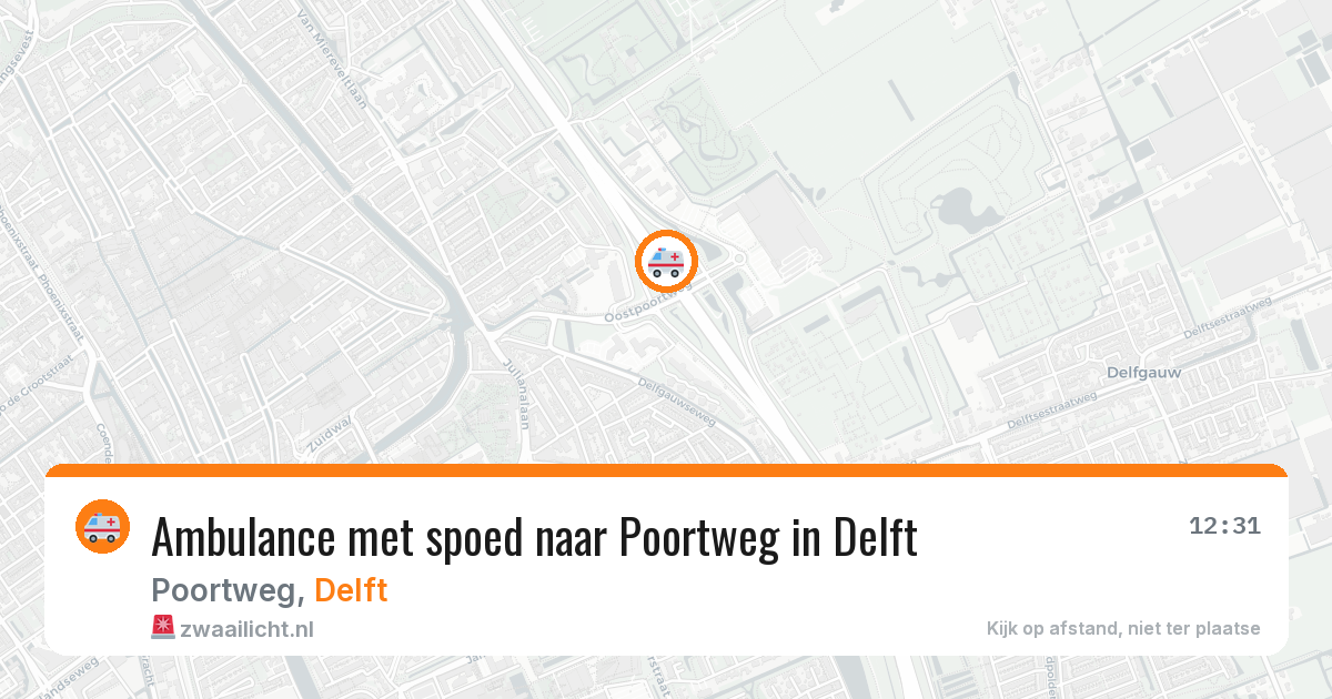 Ambulance met spoed naar Poortweg in Delft — 6 jul 2026