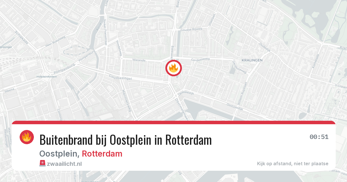 Buitenbrand bij Oostplein in Rotterdam — 25 jul 2026