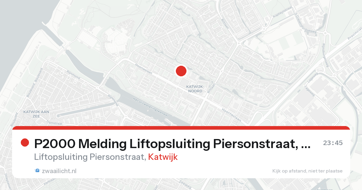 P2000 Melding Liftopsluiting Piersonstraat, Katwijk — 7 feb 2026