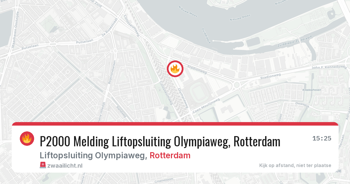 P2000 Melding Liftopsluiting Olympiaweg, Rotterdam — 8 feb 2026