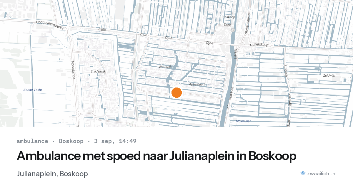 Ambulance met spoed naar Julianaplein in Boskoop — 3 sep 2026
