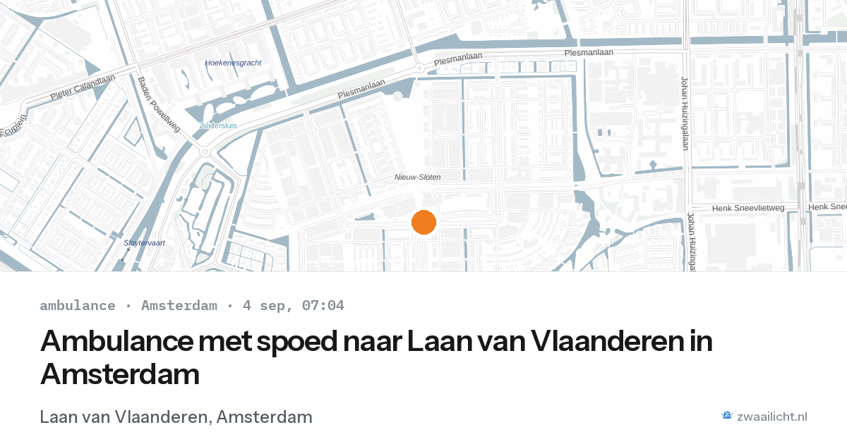 Ambulance met spoed naar Laan van Vlaanderen in Amsterdam — 4 sep 2026