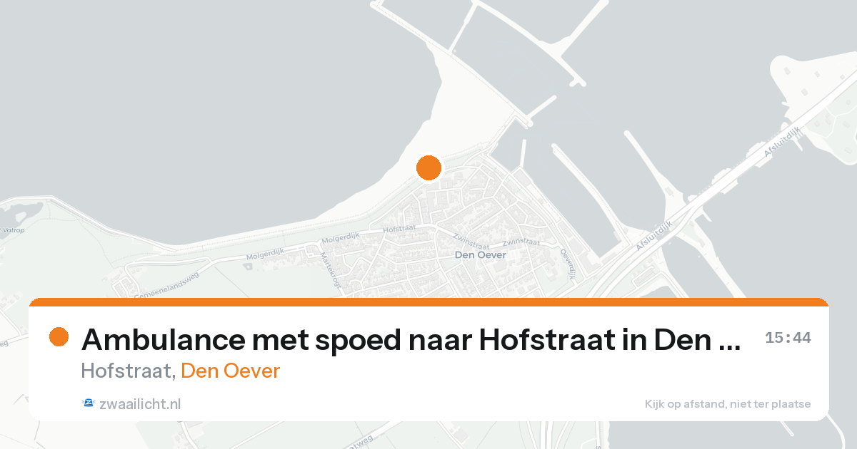 Ambulance met spoed naar Hofstraat in Den Oever — 15 aug 2026