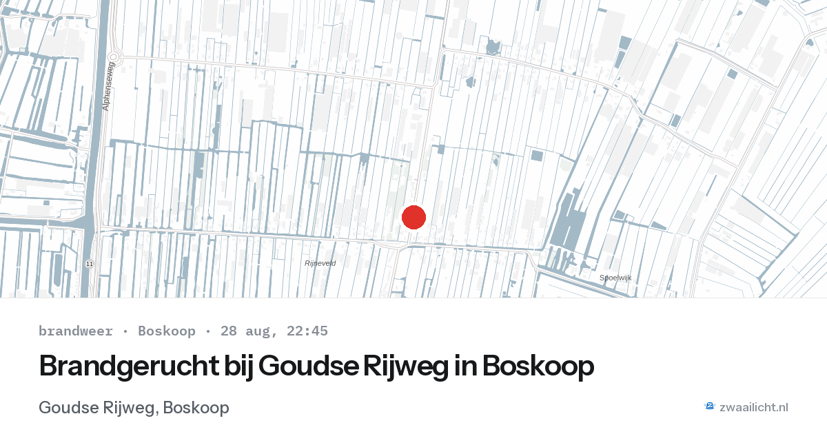 Brandgerucht bij Goudse Rijweg in Boskoop — 28 aug 2026