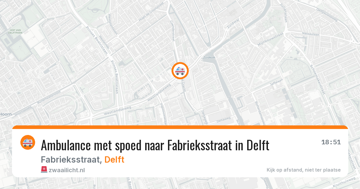 Ambulance met spoed naar Fabrieksstraat in Delft — 8 aug 2026