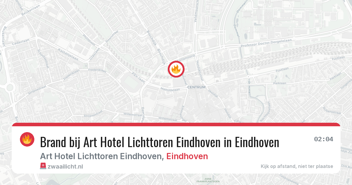 Brand bij Art Hotel Lichttoren Eindhoven in Eindhoven — 27 jun 2026