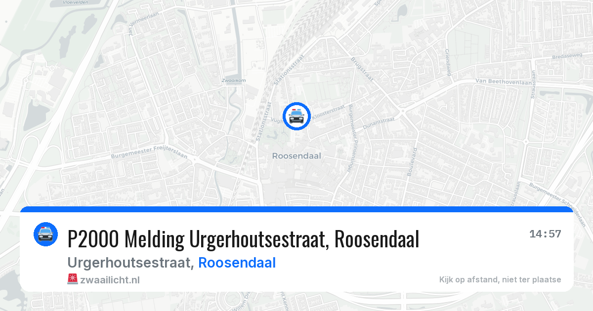 P2000 Melding Urgerhoutsestraat, Roosendaal — 8 jun 2026
