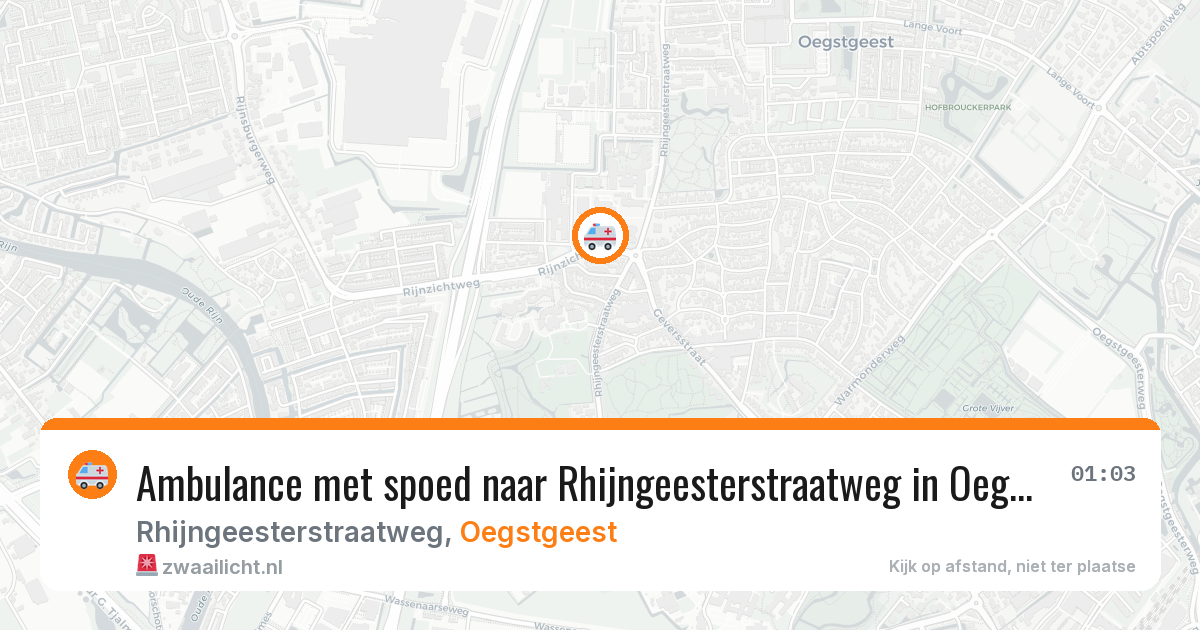 Ambulance met spoed naar Rhijngeesterstraatweg in Oegstgeest — 27 jul 2026