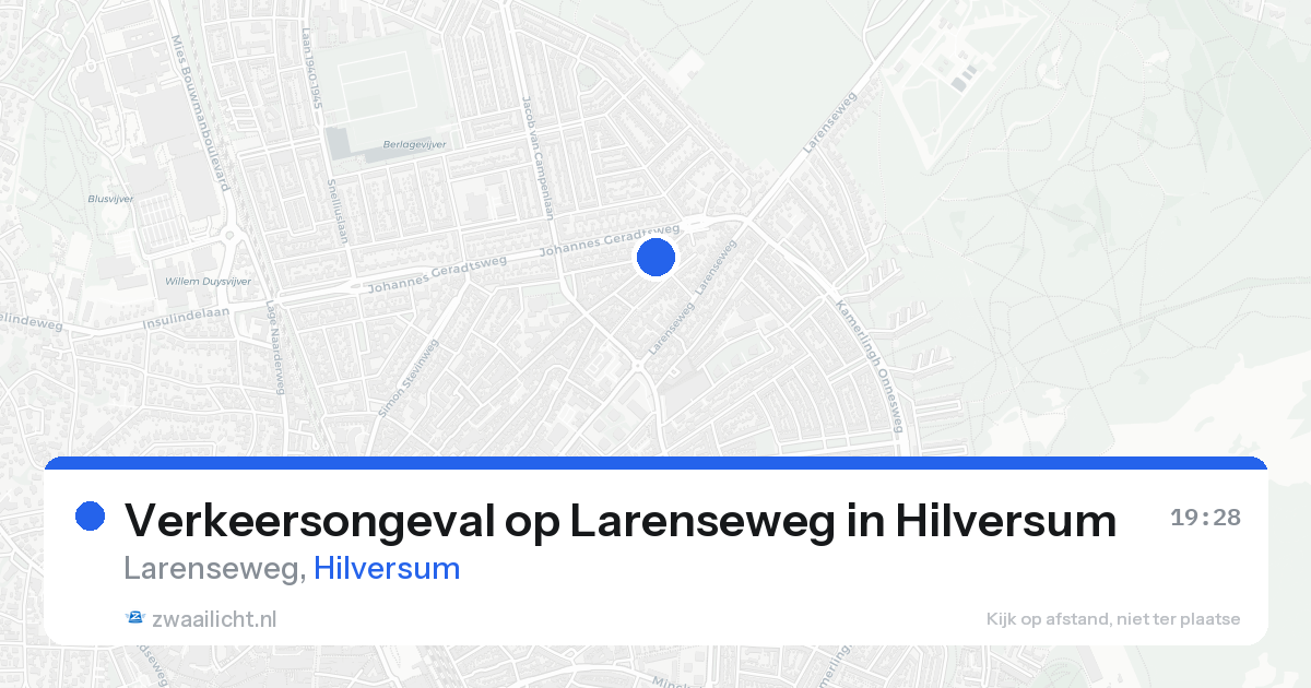 Verkeersongeval op Larenseweg in Hilversum — 17 aug 2026