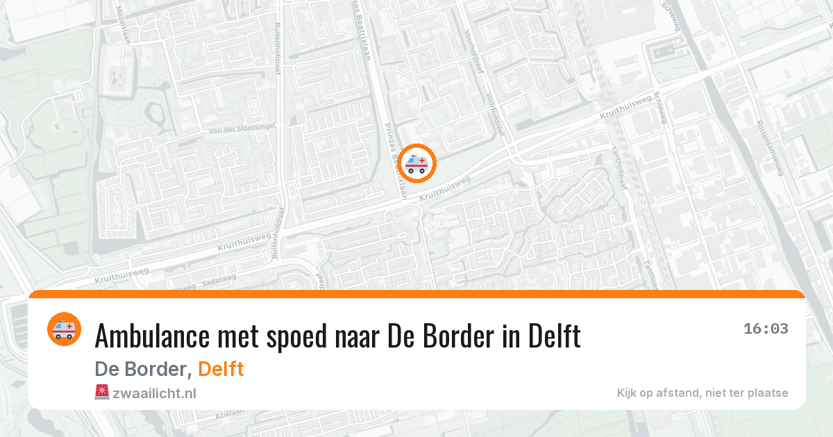 Ambulance met spoed naar De Border in Delft — 16 apr 2026