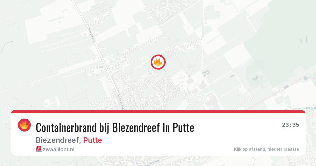 Containerbrand bij Biezendreef in Putte — 24 mei 2026
