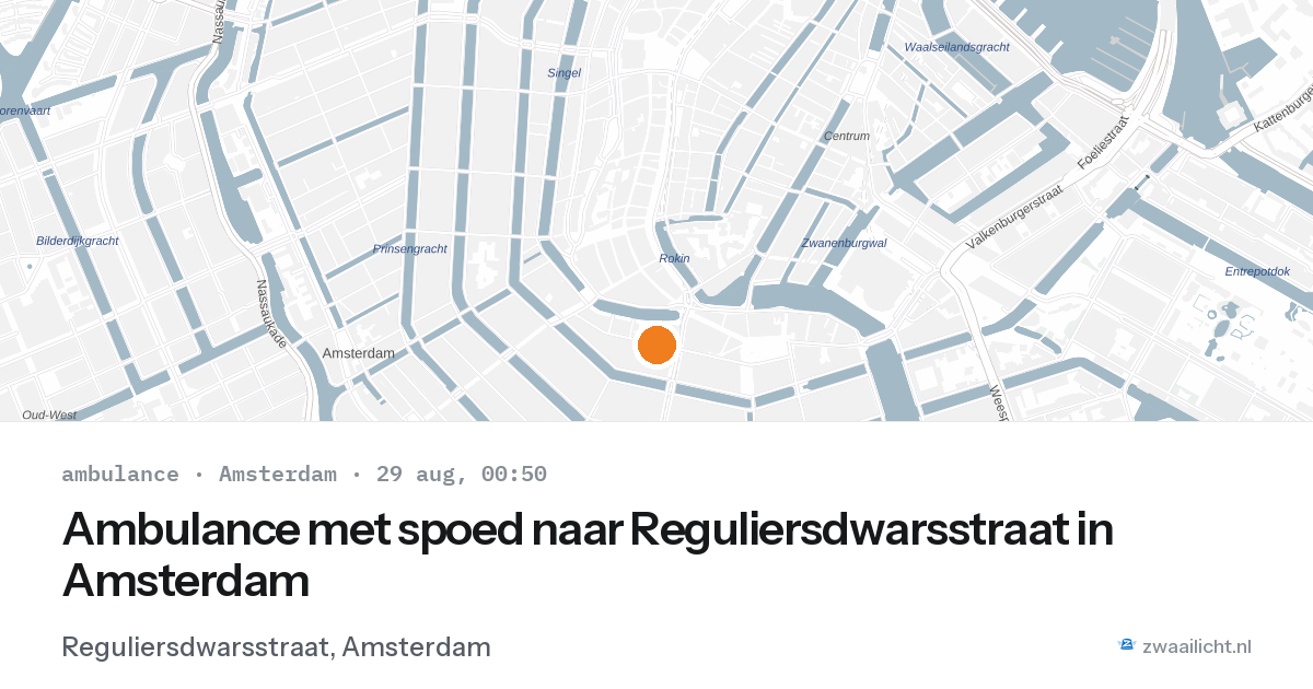 Ambulance met spoed naar Reguliersdwarsstraat in Amsterdam — 28 aug 2026