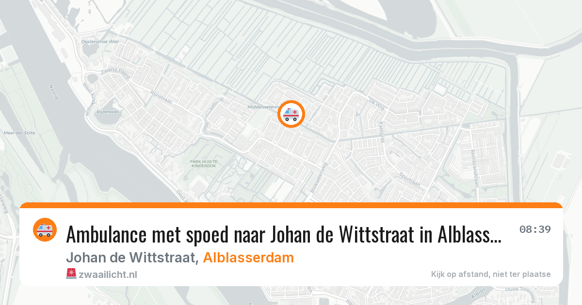Ambulance met spoed naar Johan de Wittstraat in Alblasserdam — 8 aug 2026