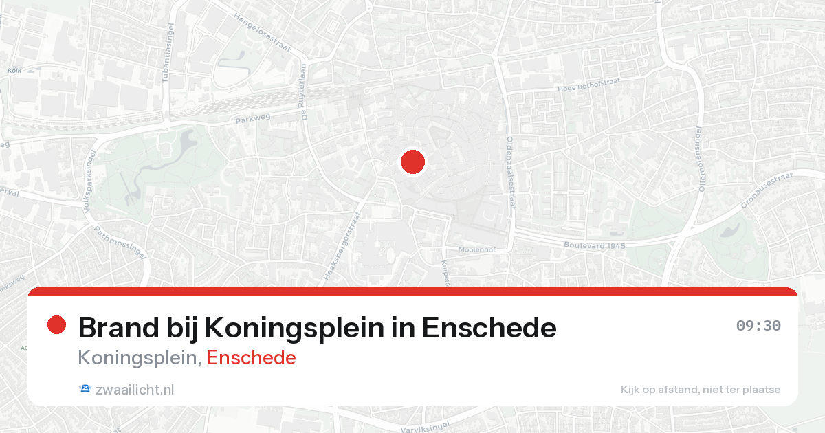 Brand bij Koningsplein in Enschede — 17 aug 2026