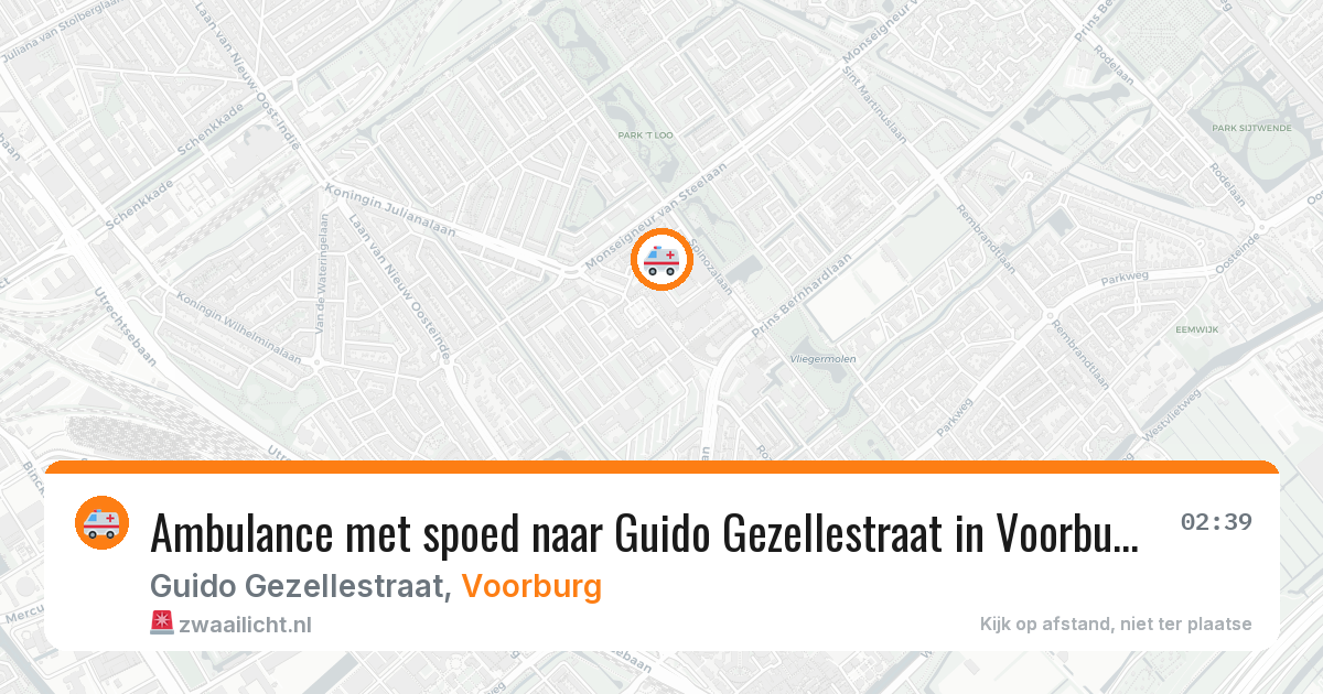 Ambulance met spoed naar Guido Gezellestraat in Voorburg — 9 aug 2026