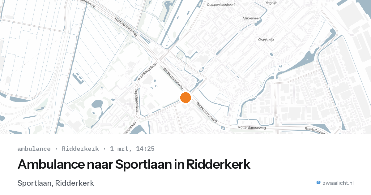 Ambulance naar Sportlaan in Ridderkerk — 1 mrt 2026
